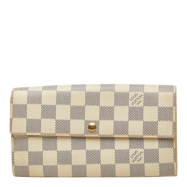 LV Damier Azur Portefeuille Sarah N61735 Blanc occasion état très bon certifié Avaia