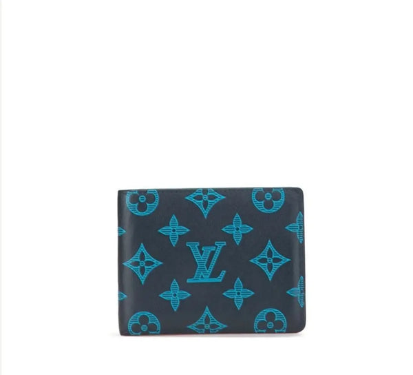 Portefeuille Louis Vuitton Slender en Cuir Monogram Bleu Électrique Avaia