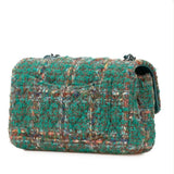 Sac Chanel Classique Flap Bag en Tweed Vert Émeraude et Multicolore Avaia