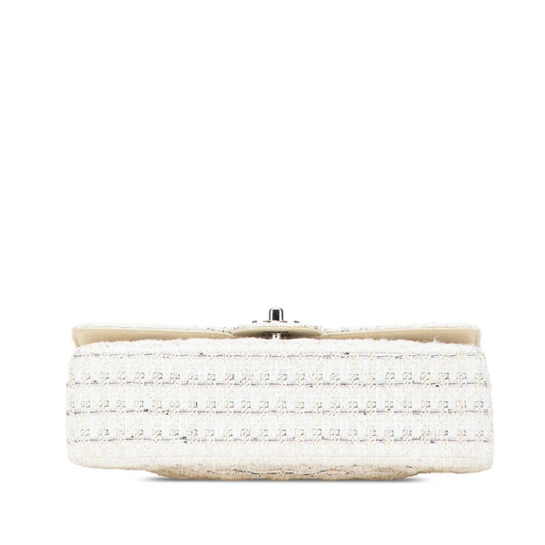 Sac Chanel Matelassé 25 Coco Mark W Flap Tweed Blanc Beige occasion état très bon – certifié authentique Avaia