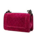 Sac Chanel Boy Coco Mark Rose Velours occasion état très bon – édition velours rare certifiée Avaia
